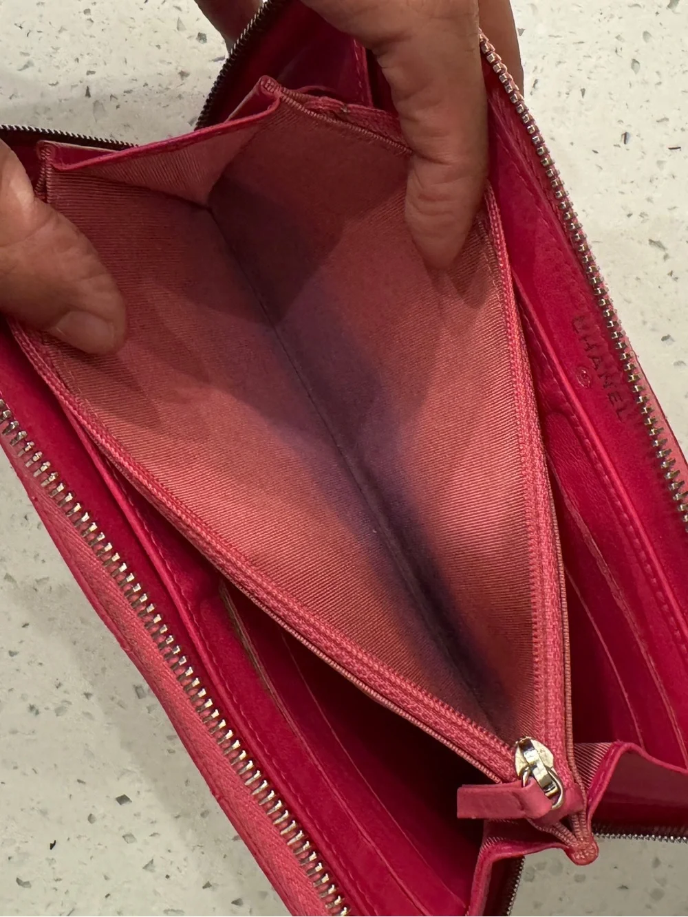 CHANEL Quilted Lambskin Wallet  in Fuchsia Pink